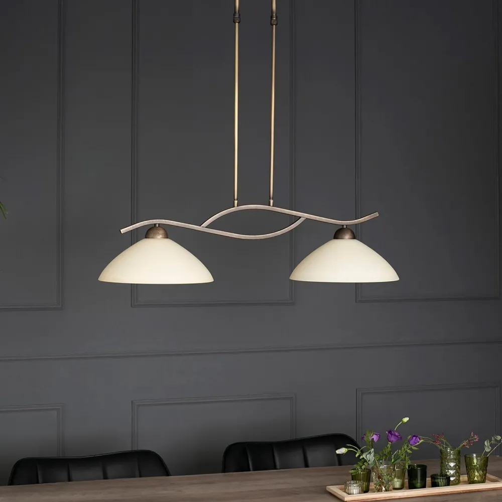 Steinhauer Wohnliche Deckenlampe Metall Glas in Bronze Creme 82 cm* Deckenleuchten|Badezimmer Lampe