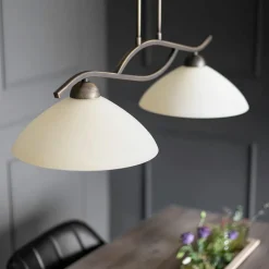 Steinhauer Wohnliche Deckenlampe Metall Glas in Bronze Creme 82 cm* Deckenleuchten|Badezimmer Lampe