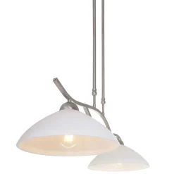 Steinhauer Wohnliche Deckenlampe Metall Glas in Stahl Weiß 82 cm* Deckenleuchten|Badezimmer Lampe