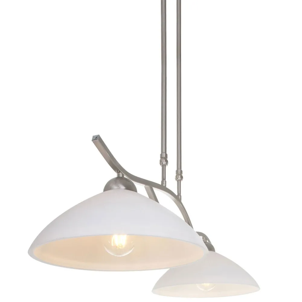 Steinhauer Wohnliche Deckenlampe Metall Glas in Stahl Weiß 82 cm* Deckenleuchten|Badezimmer Lampe