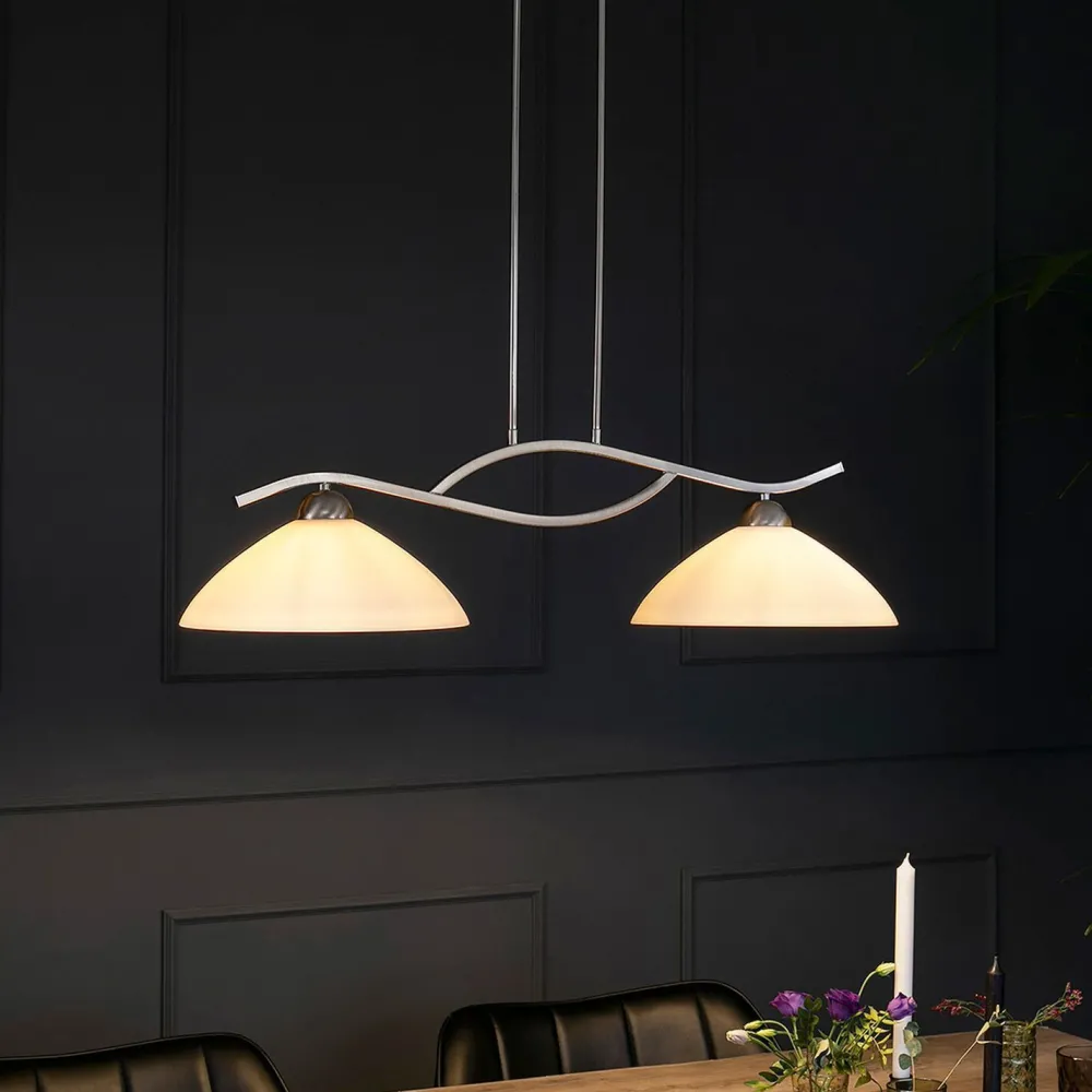 Steinhauer Wohnliche Deckenlampe Metall Glas in Stahl Weiß 82 cm* Deckenleuchten|Badezimmer Lampe