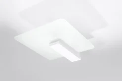 Sollux Wohnliche Deckenlampe Weiß Glas Holz flach H: 14 cm* Deckenleuchten|Bürolampen