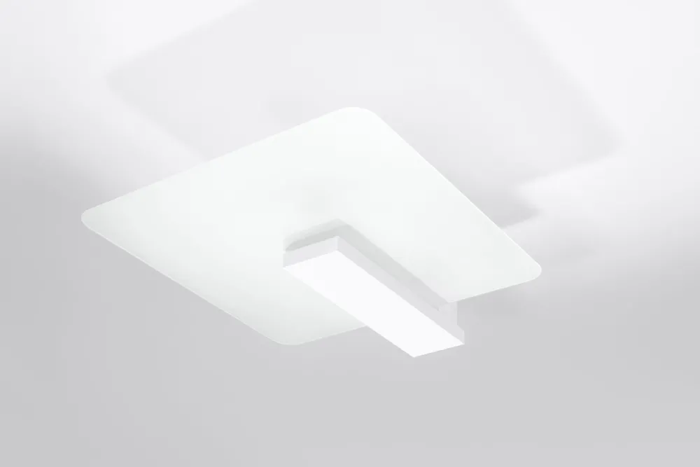 Sollux Wohnliche Deckenlampe Weiß Glas Holz flach H: 14 cm* Deckenleuchten|Bürolampen