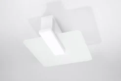 Sollux Wohnliche Deckenlampe Weiß Glas Holz flach H: 14 cm* Deckenleuchten|Bürolampen