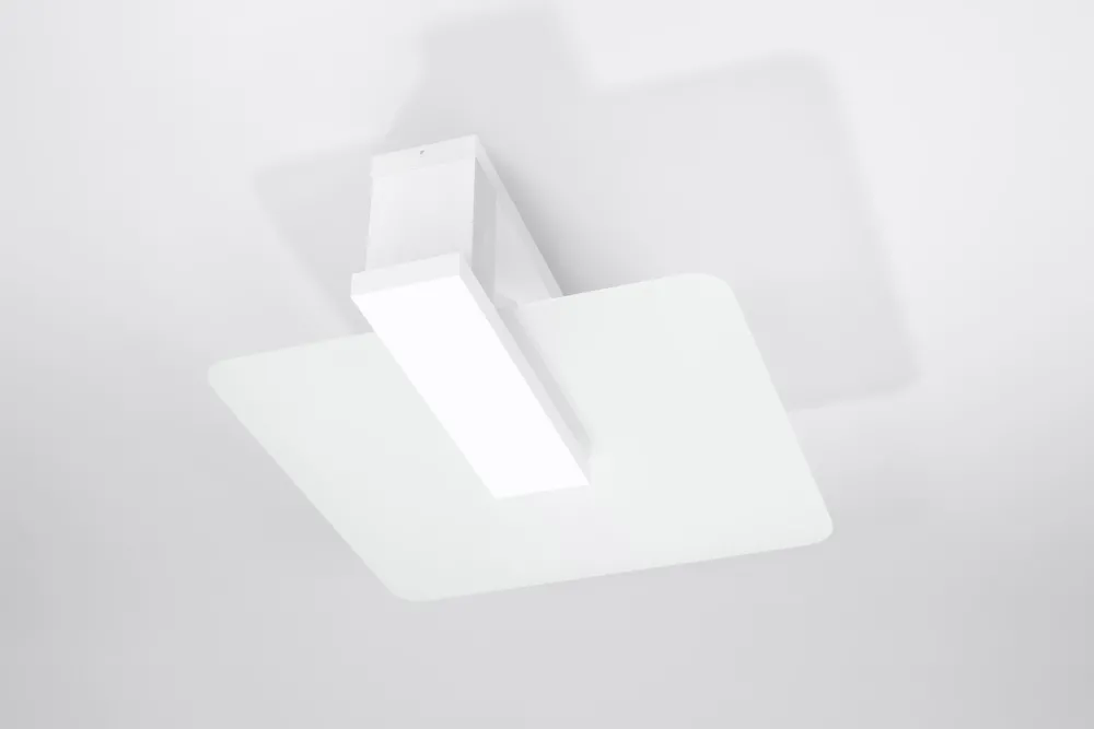 Sollux Wohnliche Deckenlampe Weiß Glas Holz flach H: 14 cm* Deckenleuchten|Bürolampen