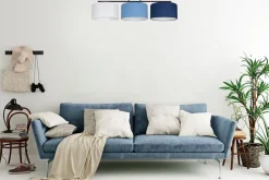 Belis Wohnliche Deckenleuchte Stoff Weiß Blau E27 L:100 cm* Bürolampen|Wohnzimmerlampen