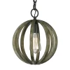 Elstead Wohnliche Hängelampe ARBARO Holz antik Rustikal rund* Kugellampen|Rustikale Lampen