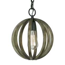 Elstead Wohnliche Hängelampe ARBARO Holz antik Rustikal rund* Kugellampen|Rustikale Lampen