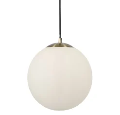 Searchlight Wohnliche Hängelampe Glas Metall in Messing Weiß Ø30 cm* Wohnzimmerlampen|Metall Lampen