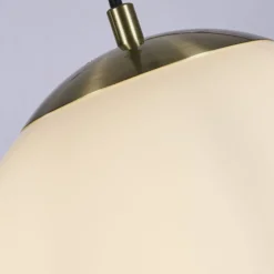 Searchlight Wohnliche Hängelampe Glas Metall in Messing Weiß Ø30 cm* Wohnzimmerlampen|Metall Lampen