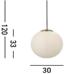 Searchlight Wohnliche Hängelampe Glas Metall in Messing Weiß Ø30 cm* Wohnzimmerlampen|Metall Lampen