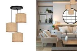 Best Belis Wohnliche Hängelampe Rattan Braun E27 Ø45 cm 3-flammig