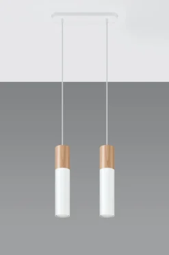 Sollux Wohnliche Hängelampe WAYNELLE Weiß Holz Skandinavisch* Hängelampen|Esszimmer Lampen