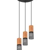 Trio Reality Wohnliche Hängeleuchte Holz Metall E27 Ø28 cm 3-flammig