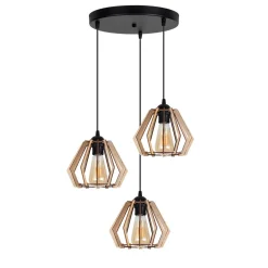 Belis Wohnliche Hängeleuchte Holz E27 B:37 cm Schwarz Natur* Hängelampen|Bürolampen