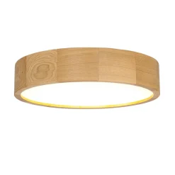 Lamkur Wohnliche LED Deckenleuchte ARBARO in Eiche rund* Holzlampen|Moderne Lampen