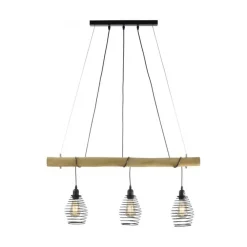 Just Light Wohnliche Pendelleuchte E27 90 cm Schwarz Natur Vintage* Hängelampen|Bürolampen