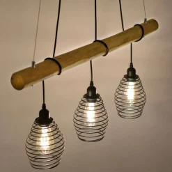 Just Light Wohnliche Pendelleuchte E27 90 cm Schwarz Natur Vintage* Hängelampen|Bürolampen