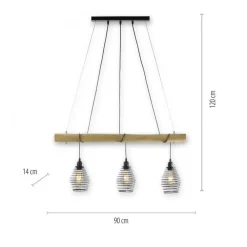 Just Light Wohnliche Pendelleuchte E27 90 cm Schwarz Natur Vintage* Hängelampen|Bürolampen