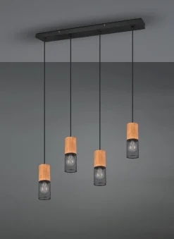 Sale Trio Reality Wohnliche Pendelleuchte Holz Metall E27 65 cm 4-flammig