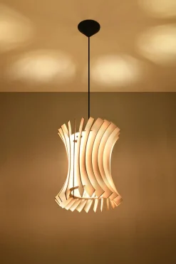 Sollux Wohnliche Pendelleuchte Holz Schirm Ø30cm PORSHA* Hängelampen|Wohnzimmerlampen