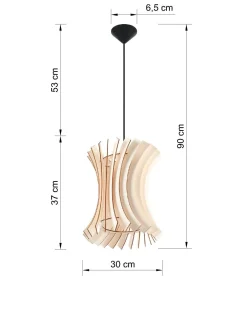 Sollux Wohnliche Pendelleuchte Holz Schirm Ø30cm PORSHA* Hängelampen|Wohnzimmerlampen