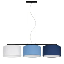 Online Belis Wohnliche Pendelleuchte Stoff Weiß Blau E27 100 cm lang