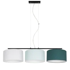 Discount Belis Wohnliche Pendelleuchte Stoff Weiß Mint Grün L:100 cm