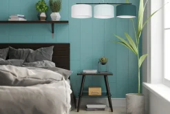 Discount Belis Wohnliche Pendelleuchte Stoff Weiß Mint Grün L:100 cm