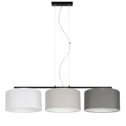 Belis Wohnliche Pendelleuchte Stoff Weiß Grau Graphit 100 cm* Bürolampen|Wohnzimmerlampen