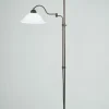 Berliner Messingleuchten Wohnliche Stehlampe Messing Antik Glas Weiß E27 160 cm* Wohnzimmerlampen|Metall Lampen