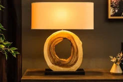 Invicta Interior Wohnliche Tischlampe KYRISSA massives Holz 63cm Unikat* Nachttischlampen|Holzlampen