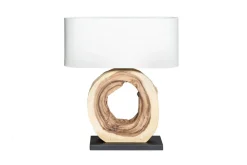 Invicta Interior Wohnliche Tischlampe KYRISSA massives Holz 63cm Unikat* Nachttischlampen|Holzlampen