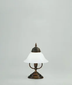 Berliner Messingleuchten Wohnliche Tischleuchte Echt-Messing Glas blendarm 27 cm* Wohnzimmerlampen|Metall Lampen