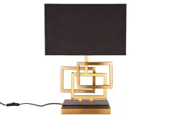 New Invicta Interior Wohnliche Tischleuchte Schwarz Gold Stoff blendarm E27