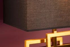 New Invicta Interior Wohnliche Tischleuchte Schwarz Gold Stoff blendarm E27