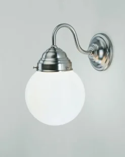 Berliner Messingleuchten Wohnliche Wandlampe Echt-Messing Glas Nickel E27 Kugel* Wohnzimmerlampen|Küchenlampen