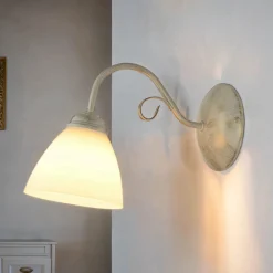 Lamkur Wohnliche Wandlampe LIRLIN Shabby Weiß Rustikal* Wandleuchten|Küchenlampen