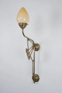 Discount Berliner Messingleuchten Wohnliche Wandlampe Messing Glas Elfenbein E27 H:86 cm