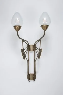 Best Berliner Messingleuchten Wohnliche Wandlampe Messing Glas Blau E27 B:44 cm