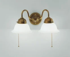 Outlet Berliner Messingleuchten Wohnliche Wandleuchte mit Zugschalter E27 Glas Messing