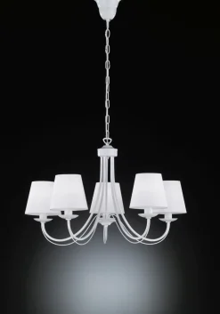 New Trio Reality Wohnlicher Kronleuchter Stoff Metall Stoff E14 5-flmg