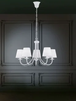 New Trio Reality Wohnlicher Kronleuchter Stoff Metall Stoff E14 5-flmg