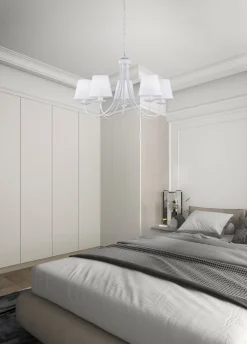 New Trio Reality Wohnlicher Kronleuchter Stoff Metall Stoff E14 5-flmg