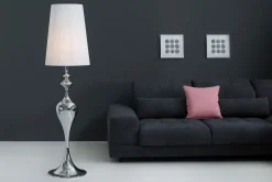 Invicta Interior Wohnzimmer Stehlampe LUCIE Silber Weiß 160cm elegant* Designerlampen|Stehlampen