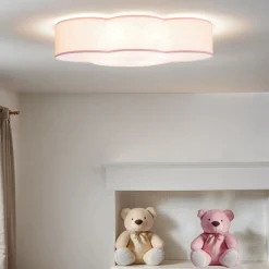 Sale TK Lighting Wolkenlampe Rosa Stoff 62 cm lang 4x E27 Baby Kinder
