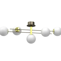 Discount Luminex XXL Deckenleuchte Glaskugeln in Gold Weiß E27 112 cm