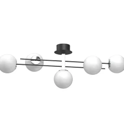 Clearance Luminex XXL Deckenleuchte Glaskugeln Schwarz Weiß Chrom 112 cm