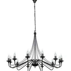 ALDEX XXL Kronleuchter Schwarz 12-flammig Ø85cm Rustikal* Rustikale Lampen|Esszimmer Lampen