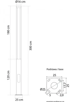 SU-MA XXL LED Pollerleuchte Aluminium IP65 44 W 4000 K 300 cm* Wegeleuchten|Led Außenleuchten